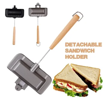 Двусторонняя сковорода для сэндвичей, Антипригарная Складная сковорода-гриль для приготовления тостов, машина для приготовления завтрака, Блинница