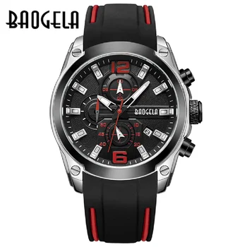 BAOGELA Watch Мужские часы лучшего бренда с хронографом, Водонепроницаемые силиконовые спортивные наручные часы, Мужские Аналоговые кварцевые часы Relogio 22609
