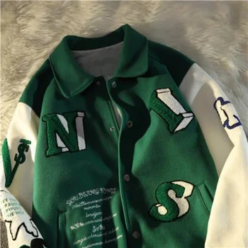 2023 Новые Уличные куртки с буквенным принтом в стиле Y2K Harajuku, Повседневная Свободная бейсбольная форма, пара Модных пальто в стиле ретро