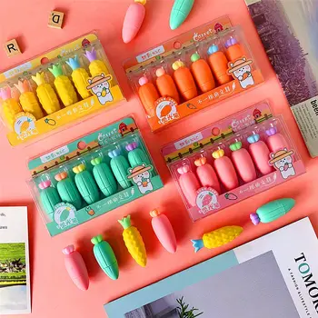 Набор шестицветных маркеров с изображением овощей, моркови и фруктов, детский мини-маркер kawaii, канцелярские принадлежности для студентов