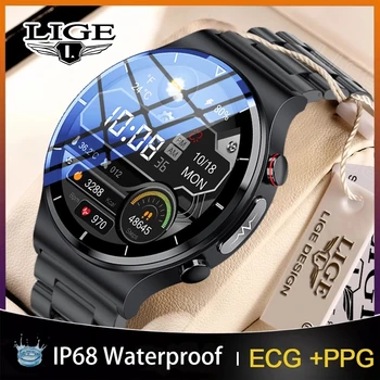 Смарт-часы LIGE 2022 ECG + PPG, мужские Часы для измерения сердечного ритма, артериального давления, Фитнес-трекер, IP68, Водонепроницаемые смарт-часы для Xiaomi