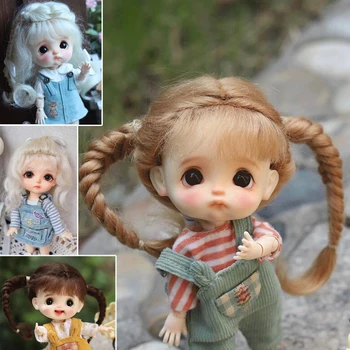 D03-P281 детская игрушка BJD DD SD MSD 1/8 1/12 ob11 аксессуары для куклы, парик, скрученные в двойной хвост волосы, 1 шт.