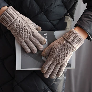 Зимние теплые перчатки с сенсорным экраном для мужчин и женщин, вязаные перчатки с мягкой толстой флисовой подкладкой для бега, вождения, пеших прогулок