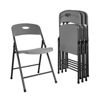 Пластиковый складной стул COSCO из цельной смолы, для помещения / улицы, с двойными креплениями, серый, 4 упаковки