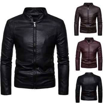 Мужская куртка из искусственной кожи: приталенная и идеально подходящая на весну и осень, Мотоциклетная одежда, доступная по цене, высокое качество, соответствует новинке 2203