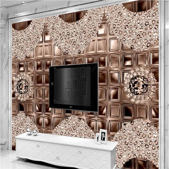 beibehang Пользовательские фотообои большая фреска 3D наклейки на стену коричневые бриллианты Европейские 3D стерео украшения фоновый настенный светильник