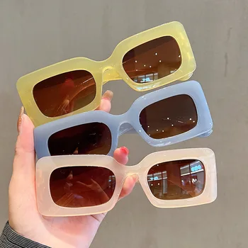 2023 Новые Модные Летние Винтажные Солнцезащитные очки в маленькой квадратной оправе Для женщин, мужчин, ретро-панк, Прямоугольные Солнцезащитные Очки, Оттенки очков