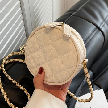 Маленькая сумка, женская летняя новая модная нишевая сумка-мессенджер с цепочкой, высококачественная текстура, популярный взрывной стиль, маленькая круглая сумка