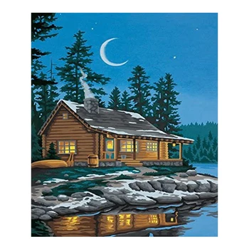 LZAIQIZG 5D Алмазная картина Домик на берегу озера, Полный Квадратный/круглый Алмазный набор для вышивки крестом, Картина для Украшения дома