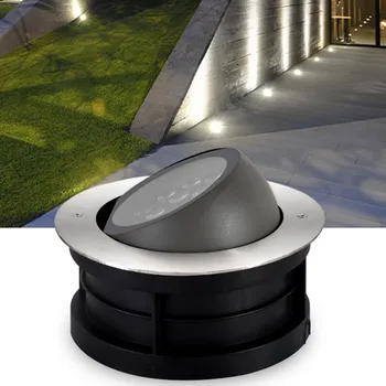 Светодиодный подземный светильник, встроенный Регулируемый угол Наклона, светильник для дерева, Наружный Водонепроницаемый Прожектор с поляризацией из нержавеющей стали, светильник для лестницы