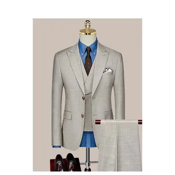 Сшитое на заказ Свадебное платье Жениха, Блейзер, брюки, деловые классические брюки высокого класса 20922381