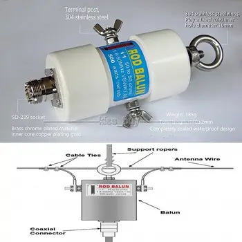 1: 1 ВЧ Балун Водонепроницаемый для диапазона 160 м-6 м (1,8 - 50 МГц) 500 Вт для коротковолновой антенны балун коротковолновый
