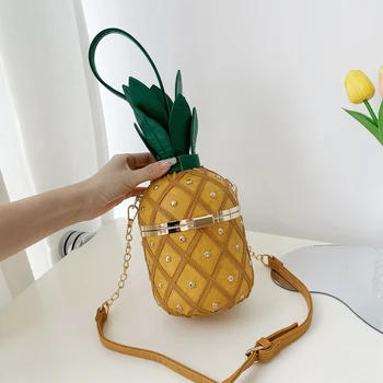 Модная сумочка для вечеринки, дня рождения, Женская сумочка, Роскошная сумочка из искусственной кожи, Цилиндрическая сумка с заклепками, кошелек в форме ананаса