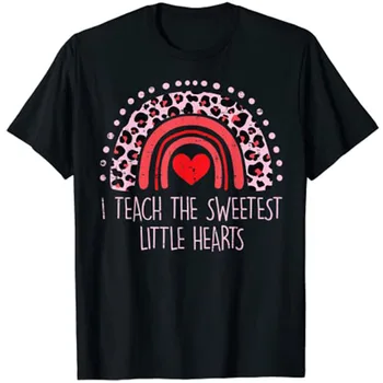 Я учу самые сладкие сердца, радужный учитель, футболка с изображением Дня Святого Валентина, футболки