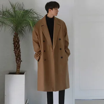 Осенне-зимнее пальто средней длины IEFB, Утолщенное модное шерстяное пальто, Корейская Свободная повседневная Двубортная одежда 9Y4774