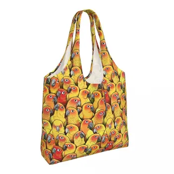 Хозяйственная сумка AYellow Parrot с принтом Sun Conures, Винтажная дорожная сумка из полиэстера, женские подарочные пакеты