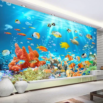 Пользовательские Фотообои Настенное покрытие Для стен 3D Подводный Мир Рыбы Кораллы Спальня Гостиная ТВ Фон Фреска Де Пареде