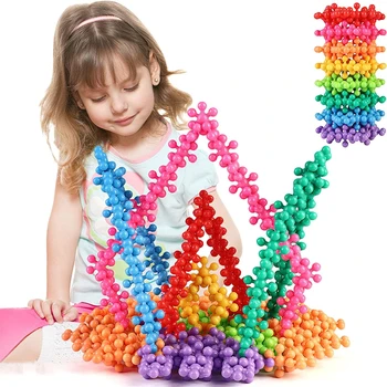 Детские Строительные блоки в виде Цветка Сливы, Кирпичи, 3D Соединительные Блоки, Детские Стержневые Развивающие Игрушки, DIY Взаимосвязанные Игрушки-Головоломки