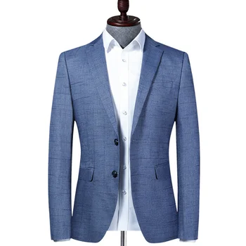 Lansboter Синий весенний мужской костюм, пальто, корейская версия, приталенный костюм для людей молодого и среднего возраста, Повседневная деловая куртка