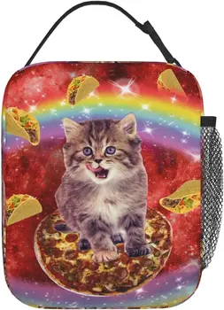 Ланч-бокс с изоляцией Pizza Cat Red Galaxy Taco для женщин, Мужская Портативная сумка для ланча, Многоразовая сумка-холодильник для работы в офисе и путешествий