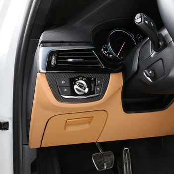Внутренняя отделка рамки переключателя фар для BMW 5 серии 2018-2019, крышка переключателя фар, автомобильные аксессуары из настоящего углеродного волокна, 1 шт.