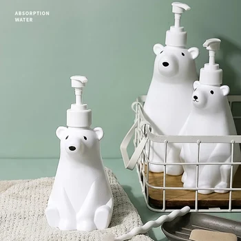 Дозатор мыла для ванной комнаты, креативный белый медведь, Шампунь, гель для душа, лосьон, бутылочка для дезинфицирующего средства для рук, бутылочка для ванной комнаты, принадлежности