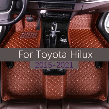 Модные автомобильные Коврики для Toyota Hilux 2015 2016 2017 2018 2019 2020 2021, Изготовленные на Заказ Кожаные Автомобильные Коврики для ног