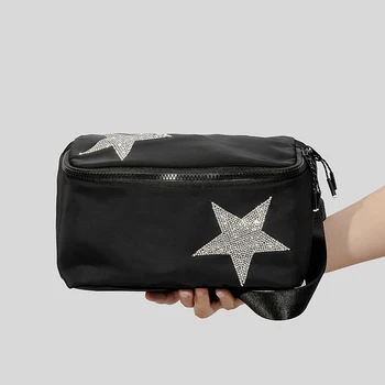Повседневные сумки через плечо с рисунком бриллиантов и звезд для женщин, Дизайнерские холщовые сумки через плечо, Роскошная поясная сумка, маленькая коробка, кошелек в стиле Y2K