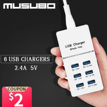 Musubo 6 USB Зарядных устройств для мобильных телефонов iPhone X 6 Plus 5 5S SE 7 8 Plus США Великобритания ЕС AU Быстрое Зарядное Устройство Для Samsung Galaxy S10e S9 + S8 +