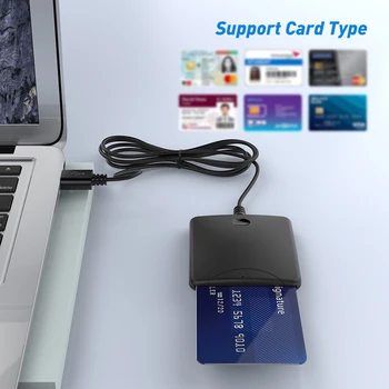 USB Считыватель смарт-карт Портативный USB2.0 Поддержка считывателя смарт-карт для системы Windows Linux Контактного типа