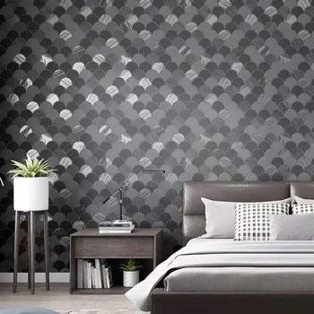 Современные роскошные геометрические решетчатые обои 3D в скандинавском стиле, спальня, фон для гостиной, Нетканые веерообразные мозаичные обои