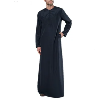 Ид Мусульманин Джубба Тобе Мужчины Рамадан Вышивка Длинный Халат Кафтан Платье DSaudi Мусульманин Абая Дубай Арабская Турция Исламская Одежда