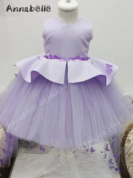 Платья для маленьких девочек Annabelle без рукавов, платье с цветочным узором, платья с цветочным узором трапециевидной формы для свадеб, детские
