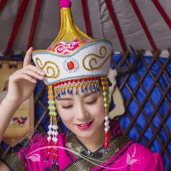 Головной аксессуар для тибетских танцев, монгольская танцевальная шляпа для женщин, телевизионная постановка, Монгольский народный танец, сценическое представление, кепка, шляпа принцессы