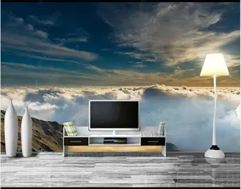 3d фотообои для стен в рулонах на заказ, HD горы, голубое небо и белые облака, декорации для домашнего декора, обои для комнаты
