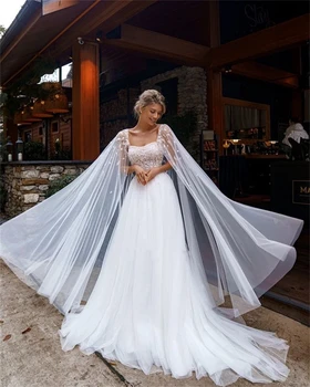 2022 Aviana Съемное платье-шаль со шлейфом для Невесты, Гламурное Прозрачное Свадебное платье из тюля с открытой спиной, Robe De Mariée, сшитое на заказ