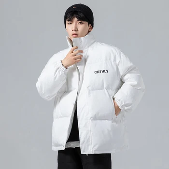 Хлопковое пальто, мужское зимнее хлопковое пальто свободного покроя, повседневное хлопковое пальто, корейская трендовая хлопковая куртка с утолщенным воротником-стойкой