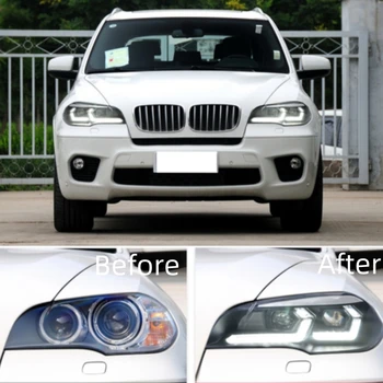 Автомобильные светодиодные фары В сборе для BMW X5 E70 2007-2013 Светодиодный налобный фонарь Для стайлинга автомобилей DRL Сигнальный объектив проектора Автомобильные Аксессуары