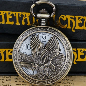 Новые классические кварцевые карманные часы с полым орлом, кулон, ожерелье для мужчин, подарки на Женский день WP4114