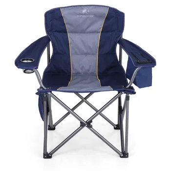 Складной походный стул, переносные мягкие негабаритные стулья с подстаканниками, синий