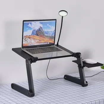 Подъемный Складной столик для ноутбука со светодиодной лампой для чтения, Домашний Офисный Ленивый Складной Компьютерный стол, Регулируемый Ленивый Рабочий стол
