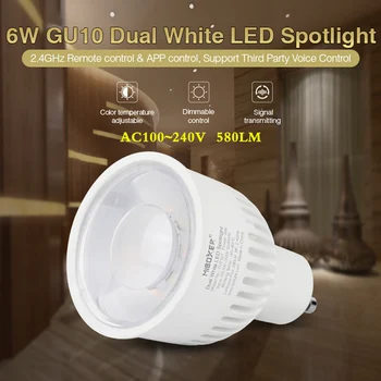 6 Вт GU10 Двойной белый светодиодный прожектор 220 В с Беспроводным управлением, Умная лампа с регулируемой яркостью; 2,4 Г WiFi приложение для управления нужно соответствовать WL-Box1