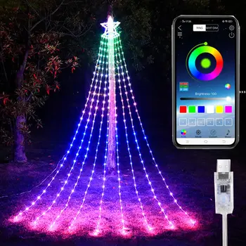 Художественный Стиль LED Smart Christmas Tree Night Lamps Струнный Светильник Dream Color APP Control Водопадный Светильник Струнное Праздничное Освещение